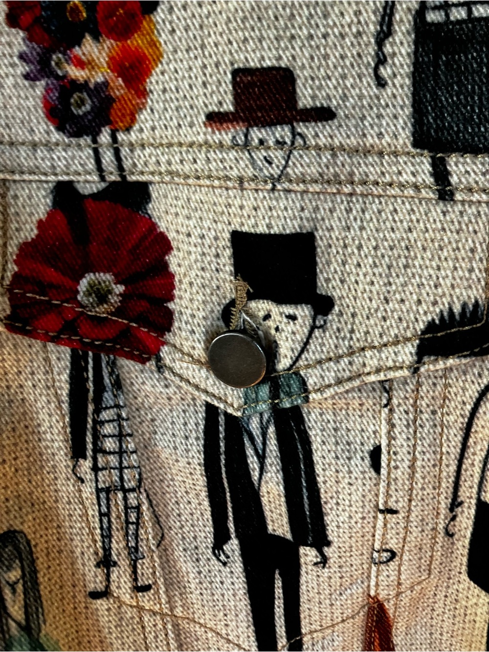 THE KIT NYC Olivia Jean Jacket Art Print Organic Cotton Large L - Picture 5 of 12